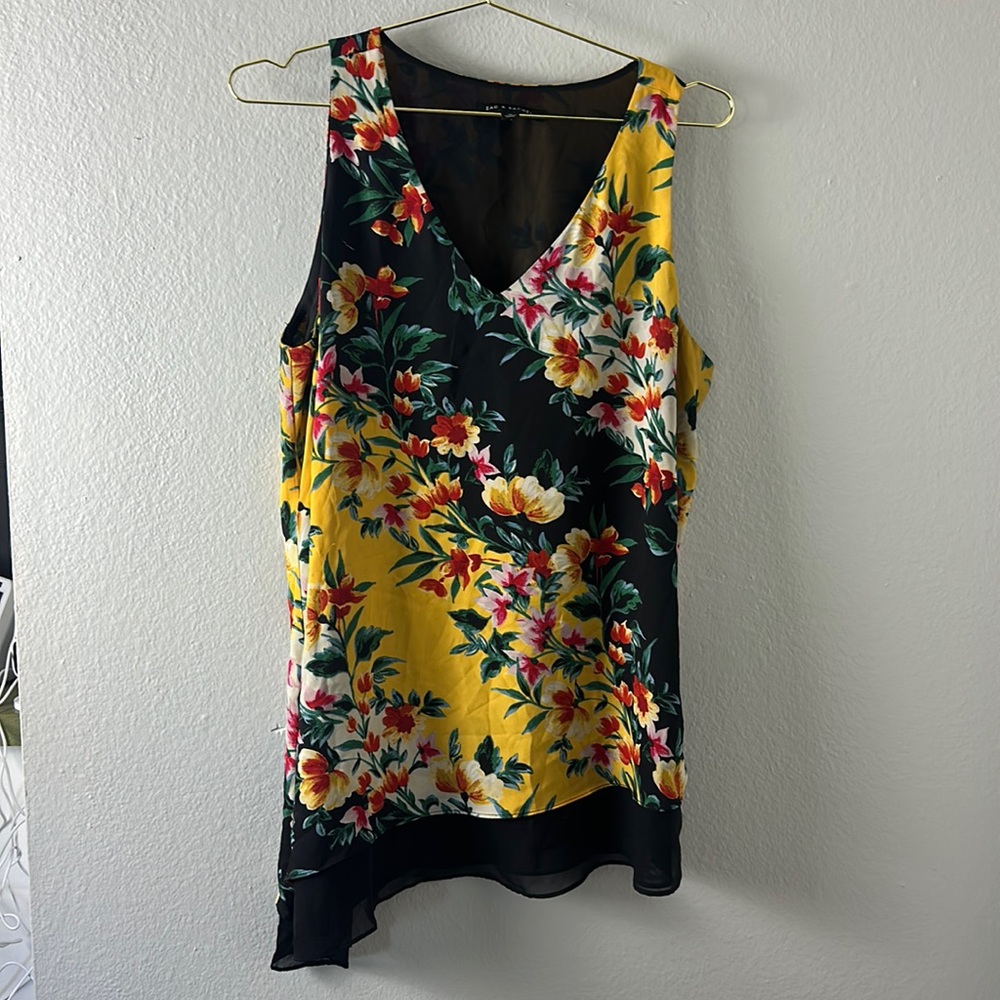 Zac & Rachel Asymmetrical Floral Sleeveless Top